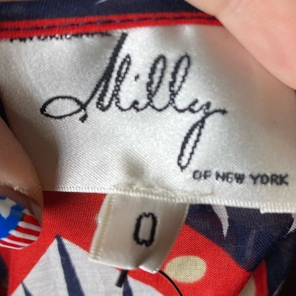 Milly of New York Cotton Silk Blend Abstract Print Blouse Top Size 0 - Picture 7 of 9